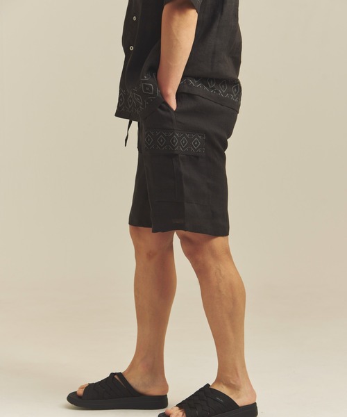 JACKROSE(ジャックローズ)の「BAYCANT リネン100% カーゴショーツ(その他パンツ・メンズ・カーキ/ブラック/ナチュラル・M/L/XL)」の6枚目の写真
