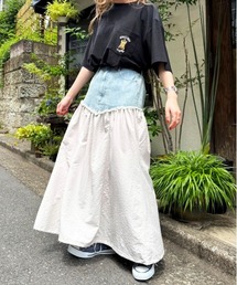 デニムドッキングギャザースカート
