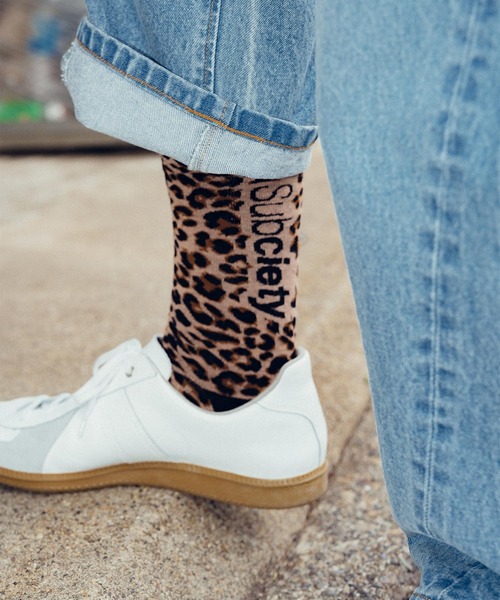 Subciety（サブサエティ）の「Leopard socks（ソックス/靴下・メンズ・ベージュ/ブラック・FREE）」の2枚目の写真