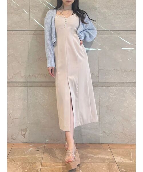 MERCURYDUO（マーキュリーデュオ）の「Iラインキャミワンピース（ワンピース・レディース・アイボリー/ブラック/ベビーピンク・SMALL/MEDIUM）」の2枚目の写真