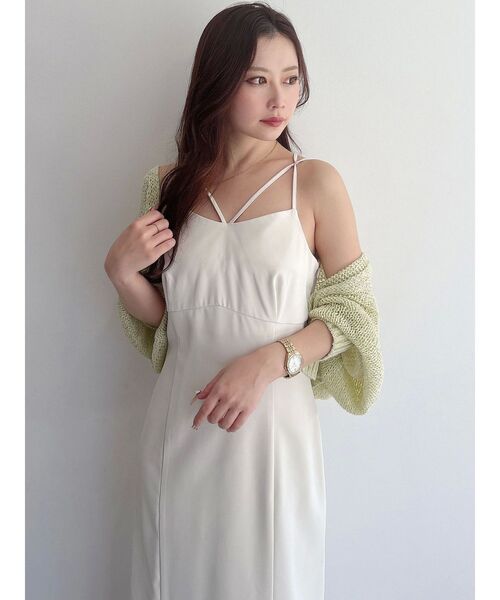 MERCURYDUO（マーキュリーデュオ）の「Iラインキャミワンピース（ワンピース・レディース・アイボリー/ブラック/ベビーピンク・SMALL/MEDIUM）」の7枚目の写真