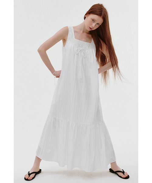 スクエアネック ティアードロングワンピース FX25L060【Fano