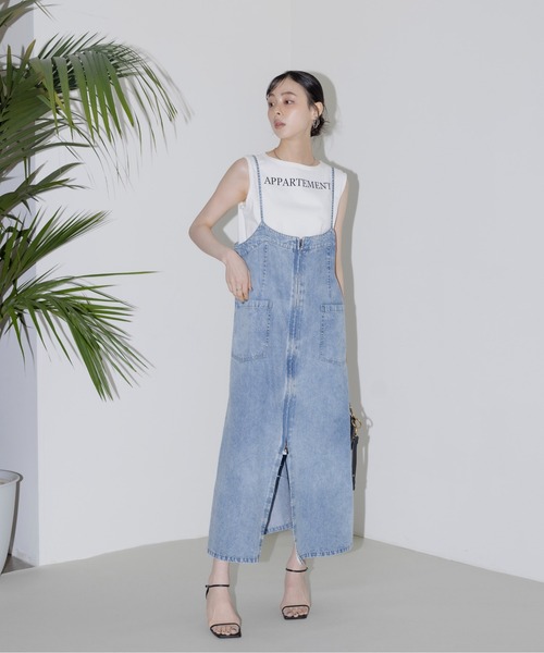 Eimee Law（エイミーロウ）の「フロントジップ テンセルデニムジャンスカ（ジャンパースカート・レディース・ダークグレー/ライトブルー/ブルー・FREE）」の6枚目の写真