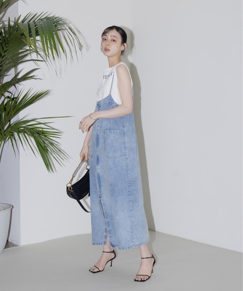 Eimee Law（エイミーロウ）の「フロントジップ テンセルデニムジャンスカ（ジャンパースカート・レディース・ダークグレー/ライトブルー/ブルー・FREE）」の5枚目の写真