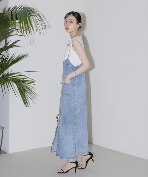 Eimee Law（エイミーロウ）の「フロントジップ テンセルデニムジャンスカ（ジャンパースカート・レディース・ダークグレー/ライトブルー/ブルー・FREE）」の4枚目の写真