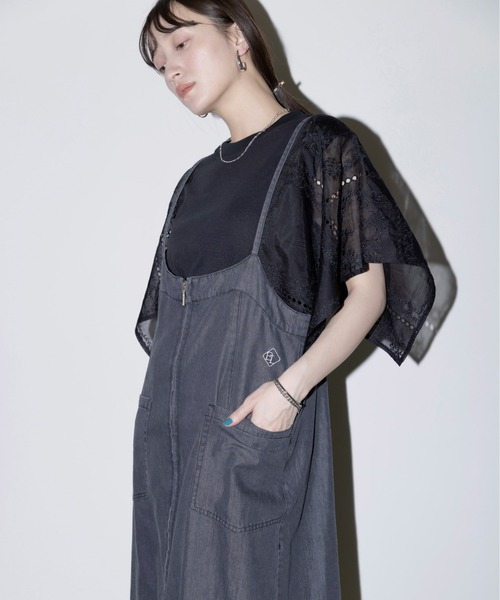 Eimee Law（エイミーロウ）の「フロントジップ テンセルデニムジャンスカ（ジャンパースカート・レディース・ダークグレー/ライトブルー/ブルー・FREE）」の19枚目の写真