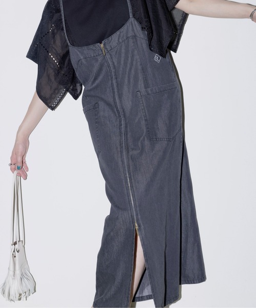 Eimee Law（エイミーロウ）の「フロントジップ テンセルデニムジャンスカ（ジャンパースカート・レディース・ダークグレー/ライトブルー/ブルー・FREE）」の17枚目の写真