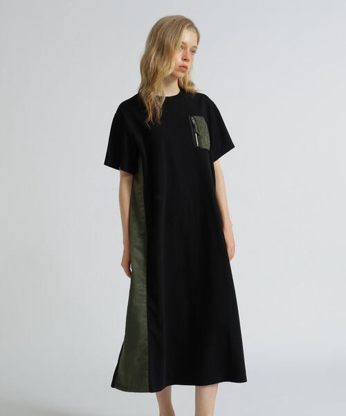 AVIREX（アヴィレックス）の「《WEB&DEPOT限定》MA-1 POCKET ONEPIECE/MA-1ポケット ワンピース（ワンピース・レディース・ホワイト/ブラック・F）」の2枚目の写真