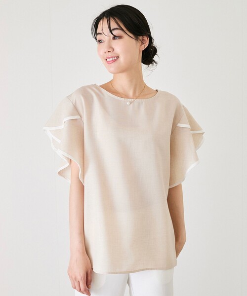 Jayro（ジャイロ）の「パイピングスリーブブラウス（シャツ/ブラウス・レディース・ホワイト系その他/サックスブルー/ベージュ・M）」の21枚目の写真
