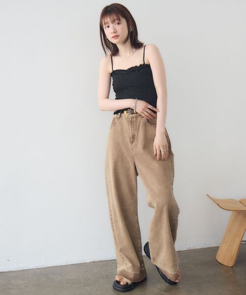 RETRO GIRL（レトロガール）の「クロスシャーリングカップ付キャミ（キャミソール・レディース・ダークブラウン/ブラック/ナチュラル・FREE）」の5枚目の写真