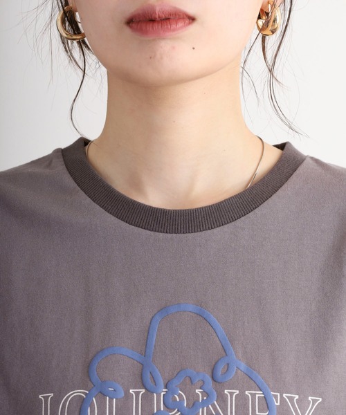EMAGO 花とロゴのプリントドルマンTシャツ（Tシャツ/カットソー