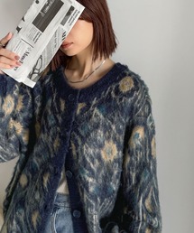 ネイビーモヘヤのはおり モヘアニット」に該当するカーディガン/ボレロ（ブルー
