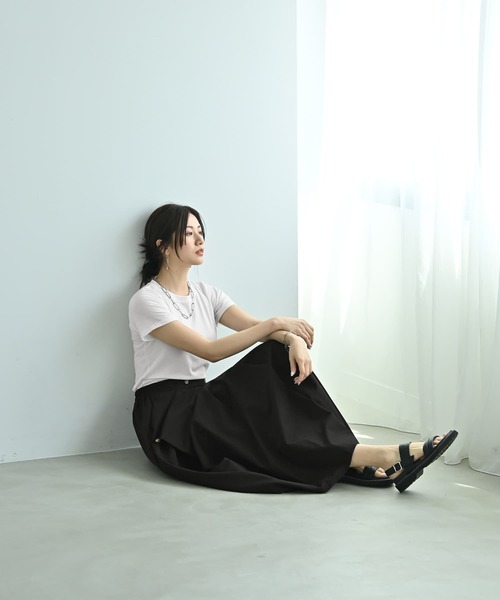 STYLE DELI(スタイルデリ)の「【BLK001】アシンメトリータックスカート(スカート・レディース・ブルーグレー/ブラック・FREE)」の16枚目の写真