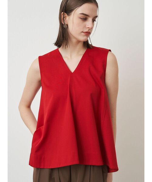 ELENDEEK(エレンディーク)の「Vネックテントカットソー(Tシャツ/カットソー・レディース・オフホワイト/レッド/ブラウン/ブラック・FREE)」の19枚目の写真