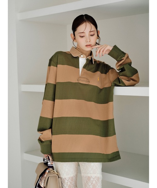SNIDEL（スナイデル）の「【POLO RALPH LAUREN】ラグビーシャツ（Tシャツ/カットソー・レディース・カーキ・S）」の4枚目の写真