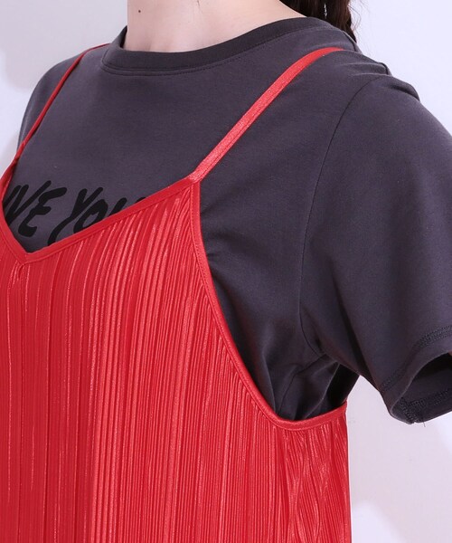 Cutie Blonde（キューティーブロンド）の「【S-LL】大人の楽ちんスタイルに プリーツキャミワンピース（ワンピース・レディース・ブラック/ブラウン系その他/ワインレッド・01/02/03/04）」の20枚目の写真