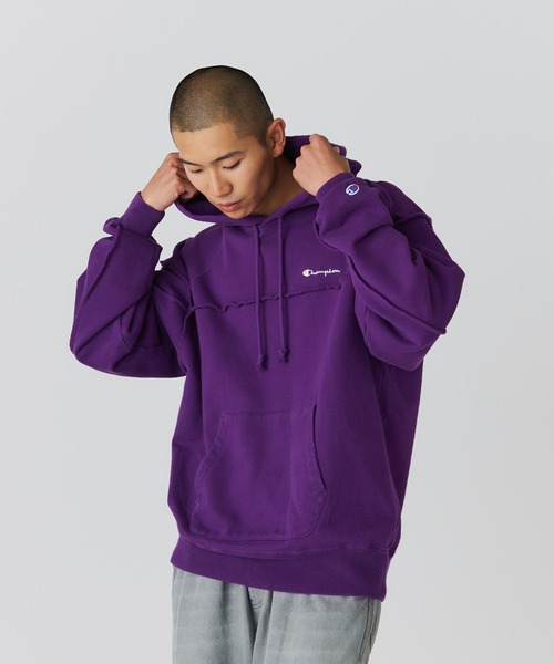 チャンピオン　Champion パーカー　フード　パープル　紫　長袖　L チャンピオン】【Champion】【紫】パープル【無地】目無し【リバース