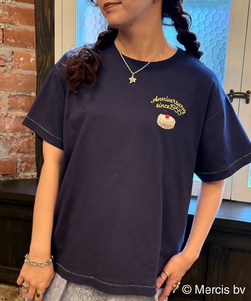 ミッフィー展 70thおばあちゃん Tシャツ 黒 miffy 70th】DOUBLE NAME birthday cake BIG TEE/ミッフィー