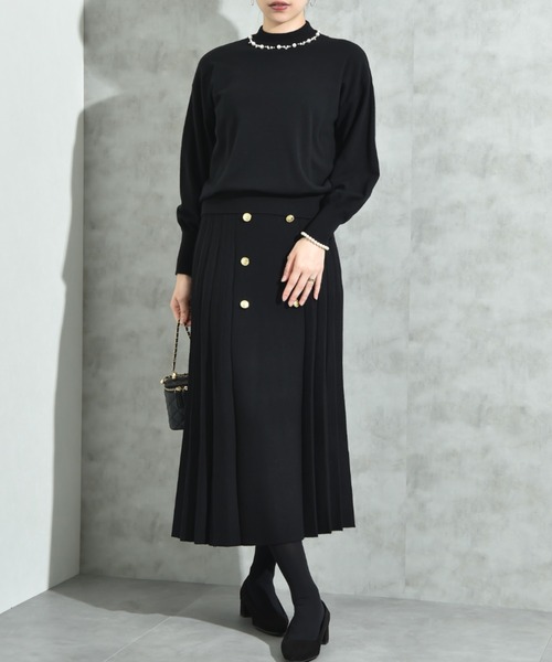 INTERPLANET（インタープラネット）の「ＢＯＸプリーツニットスカート（スカート・レディース・ブラック/モカ・FREE）」の3枚目の写真