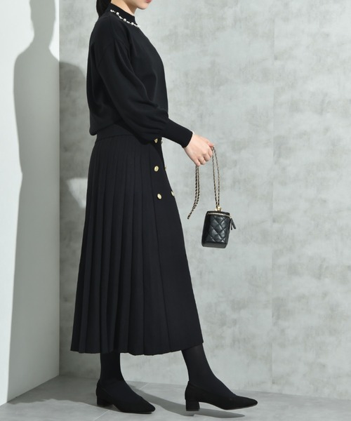 INTERPLANET（インタープラネット）の「ＢＯＸプリーツニットスカート（スカート・レディース・ブラック/モカ・FREE）」の4枚目の写真