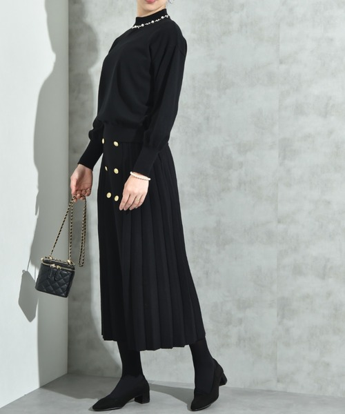 INTERPLANET（インタープラネット）の「ＢＯＸプリーツニットスカート（スカート・レディース・ブラック/モカ・FREE）」の5枚目の写真