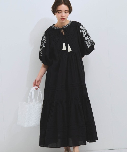 VICKY（ビッキー）の「インド刺繍ワンピース≪手洗い可能≫（ワンピース・レディース・ブラック/オフホワイト・M）」の2枚目の写真
