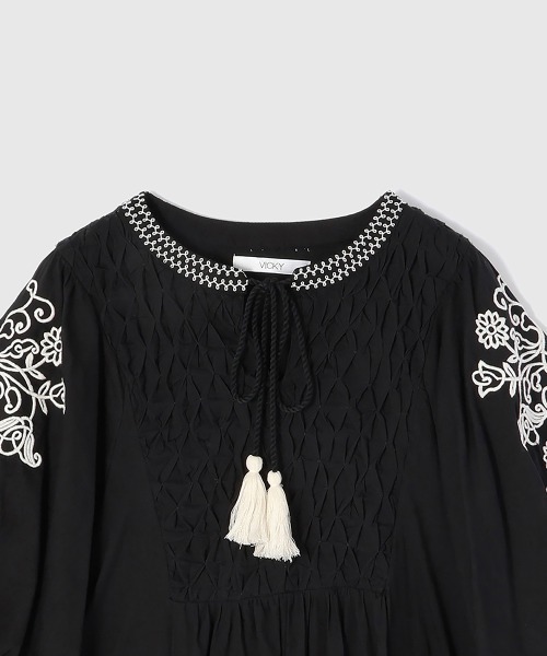 VICKY（ビッキー）の「インド刺繍ワンピース≪手洗い可能≫（ワンピース・レディース・ブラック/オフホワイト・M）」の12枚目の写真