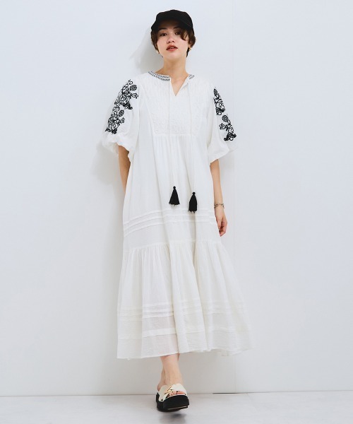 VICKY（ビッキー）の「インド刺繍ワンピース≪手洗い可能≫（ワンピース・レディース・ブラック/オフホワイト・M）」の4枚目の写真