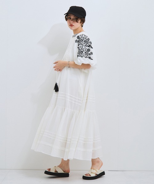 VICKY（ビッキー）の「インド刺繍ワンピース≪手洗い可能≫（ワンピース・レディース・ブラック/オフホワイト・M）」の5枚目の写真