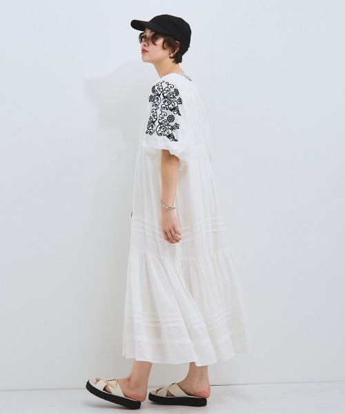 VICKY（ビッキー）の「インド刺繍ワンピース≪手洗い可能≫（ワンピース・レディース・ブラック/オフホワイト・M）」の6枚目の写真