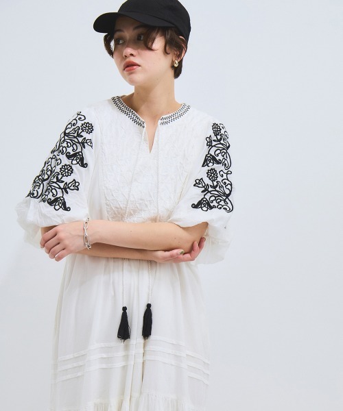 VICKY（ビッキー）の「インド刺繍ワンピース≪手洗い可能≫（ワンピース・レディース・ブラック/オフホワイト・M）」の8枚目の写真