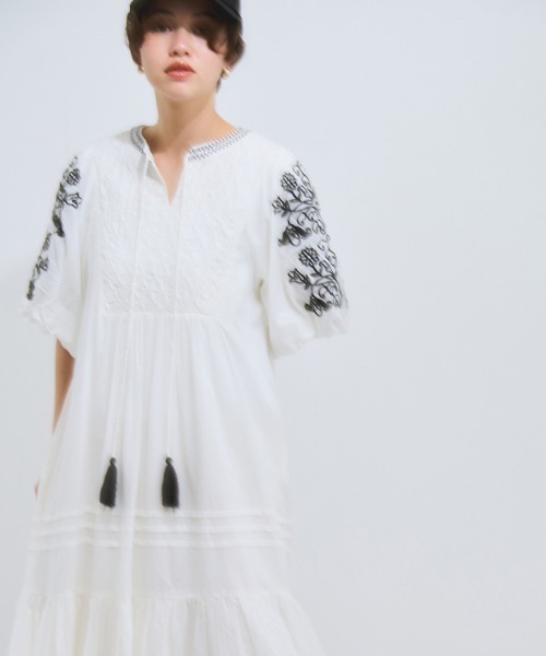 VICKY（ビッキー）の「インド刺繍ワンピース≪手洗い可能≫（ワンピース・レディース・ブラック/オフホワイト・M）」の9枚目の写真
