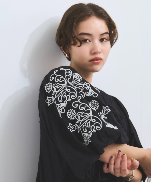 VICKY（ビッキー）の「インド刺繍ワンピース≪手洗い可能≫（ワンピース・レディース・ブラック/オフホワイト・M）」の17枚目の写真