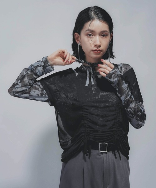 【希少】DIMMOIRE×REFREMコラボ　ジップカットソー　レイヤード YUMA TAKAHASHI×HARE】2Pレイヤーカットソー（Tシャツ