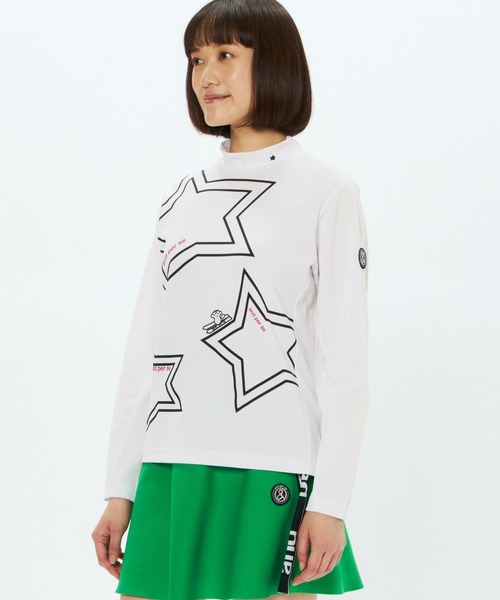 セール】ストレッチディンプル長袖モックネックシャツ（レディース