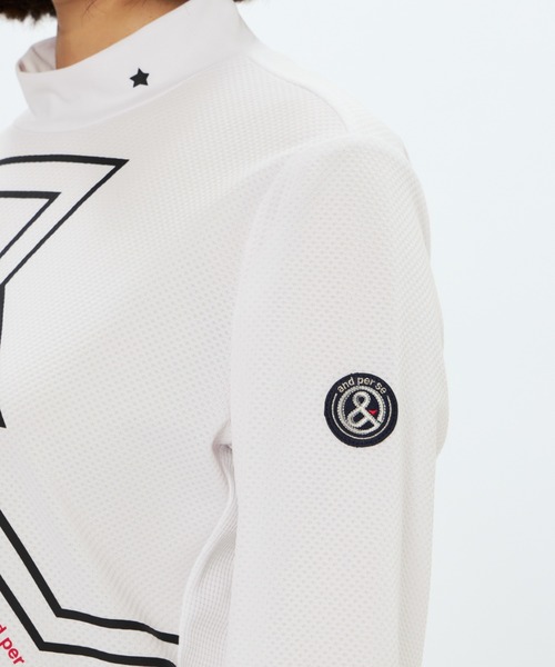 セール】ストレッチディンプル長袖モックネックシャツ（レディース