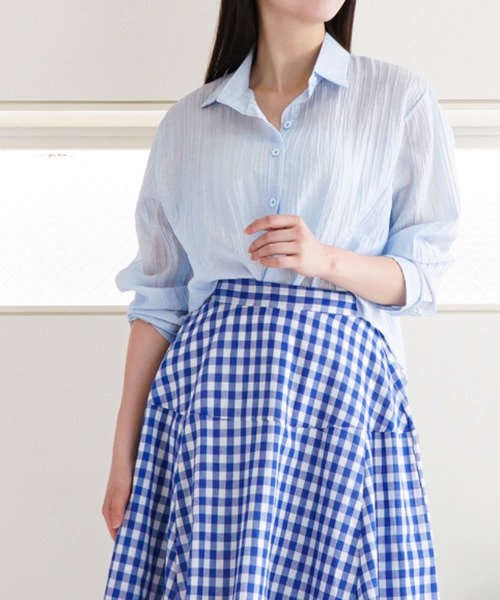 a lot of love(ア ロット オブ ラブ)の「リンクルテクスチャー ショート丈シャツ(シャツ/ブラウス・レディース・ホワイト/ピンク/ブルー/オフホワイト・FREE)」の21枚目の写真