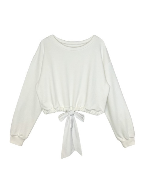 HONEY MI HONEY（ハニーミーハニー）の「cropped ribbon sweat（スウェット・レディース・ブラック/ホワイト/ブラウン・FREE）」の2枚目の写真