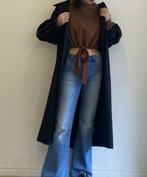 HONEY MI HONEY（ハニーミーハニー）の「cropped ribbon sweat（スウェット・レディース・ブラック/ホワイト/ブラウン・FREE）」の14枚目の写真