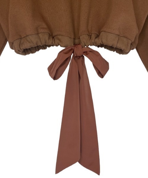 HONEY MI HONEY（ハニーミーハニー）の「cropped ribbon sweat（スウェット・レディース・ブラック/ホワイト/ブラウン・FREE）」の7枚目の写真