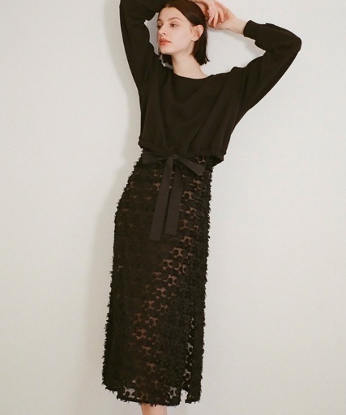 HONEY MI HONEY（ハニーミーハニー）の「cropped ribbon sweat（スウェット・レディース・ブラック/ホワイト/ブラウン・FREE）」の20枚目の写真