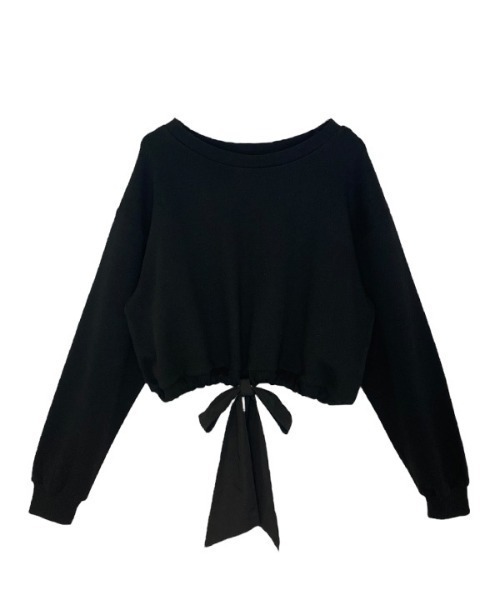 HONEY MI HONEY（ハニーミーハニー）の「cropped ribbon sweat（スウェット・レディース・ブラック/ホワイト/ブラウン・FREE）」の10枚目の写真