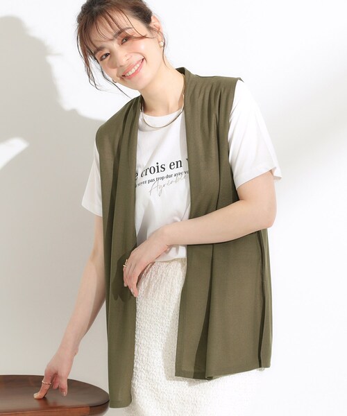 DRESKIP(ドレスキップ)の「【S-LL/2点セット/体型カバーにも】着回しいろいろ ジレ+ロゴTシャツ(その他トップス・レディース・カーキ/ブラック/ブラック系4・04/03/02/01)」の3枚目の写真