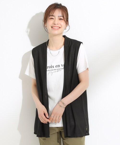 DRESKIP(ドレスキップ)の「【S-LL/2点セット/体型カバーにも】着回しいろいろ ジレ+ロゴTシャツ(その他トップス・レディース・カーキ/ブラック/ブラック系4・04/03/02/01)」の14枚目の写真