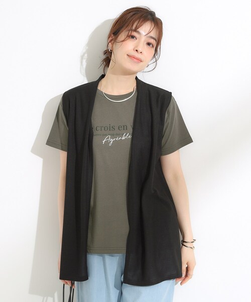 DRESKIP(ドレスキップ)の「【S-LL/2点セット/体型カバーにも】着回しいろいろ ジレ+ロゴTシャツ(その他トップス・レディース・カーキ/ブラック/ブラック系4・04/03/02/01)」の21枚目の写真