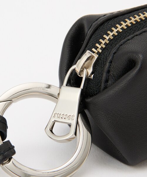 カラビナ付き レザーミニポーチ型チャーム（チャーム）｜russet