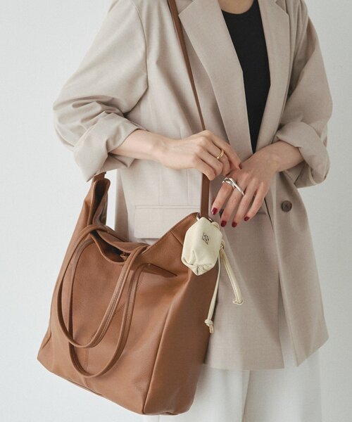 カラビナ付き レザーミニポーチ型チャーム（チャーム）｜russet