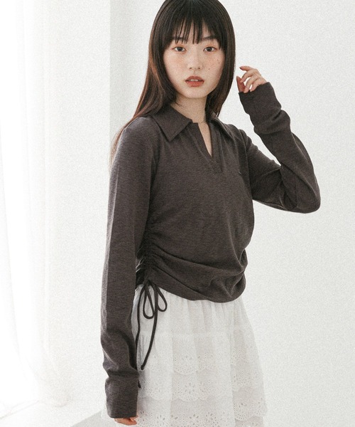 Heather(ヘザー)の「スキッパードロストカットソー 581498(Tシャツ/カットソー・レディース・チャコールグレー/ブラック/アイボリー・FREE)」の20枚目の写真