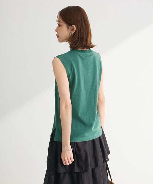 Green　Parks（グリーンパークス）の「・DOUBLE FLAGS ピグメント切替ノースリTEE（タンクトップ・レディース・ライトグレー/ボルドー/グリーン/ブラック/オフホワイト/チャコールグレー・FREE）」の15枚目の写真