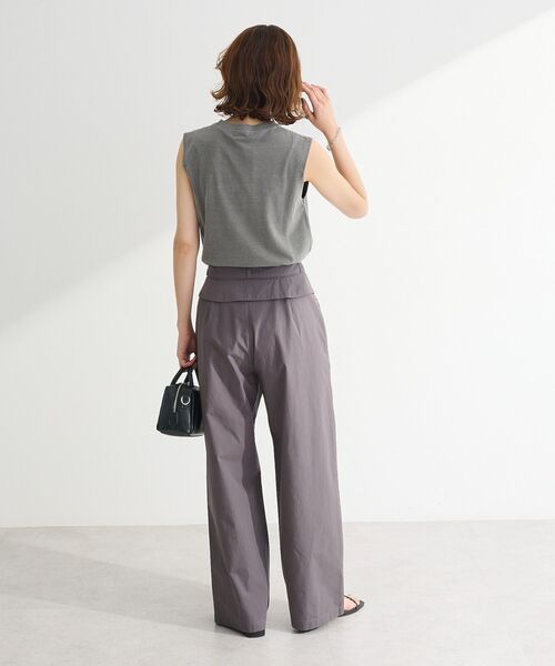 Green　Parks（グリーンパークス）の「・DOUBLE FLAGS ピグメント切替ノースリTEE（タンクトップ・レディース・ライトグレー/ボルドー/グリーン/ブラック/オフホワイト/チャコールグレー・FREE）」の21枚目の写真